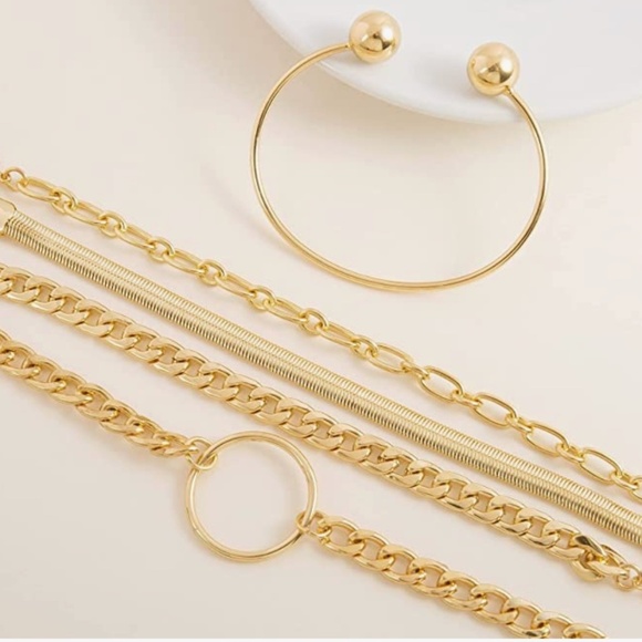 Gold Bracelets For Women Trendy Chunky Chain Bracelets Stackable Snake Chain 14K - Picture 5 of 6